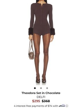 Theodora Two-Piece Hosiery Set in Chocolate by DELFI